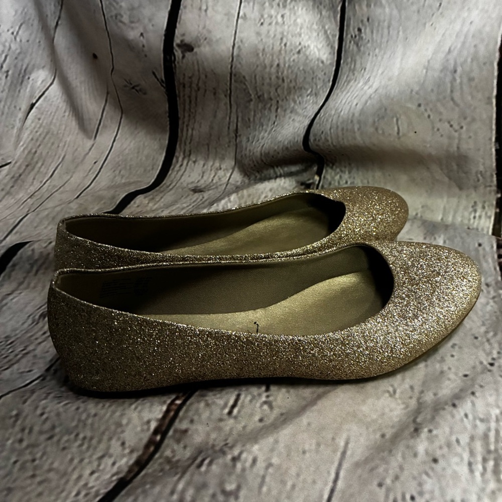 Lower East Side‎ Women’s Gold Glitter Ballet Fairycore Flats Shoes Size 8W GUC